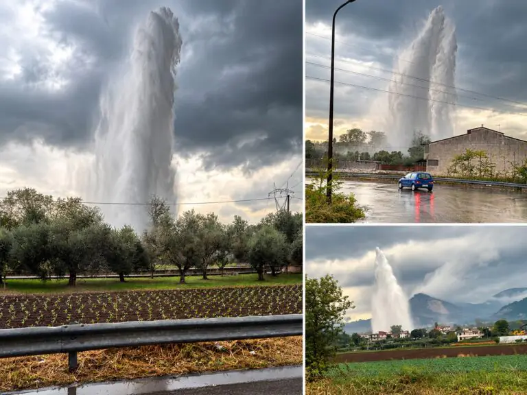 Colonna d’acqua alta 20 metri vicino alla ferrovia: preoccupazione nella zona