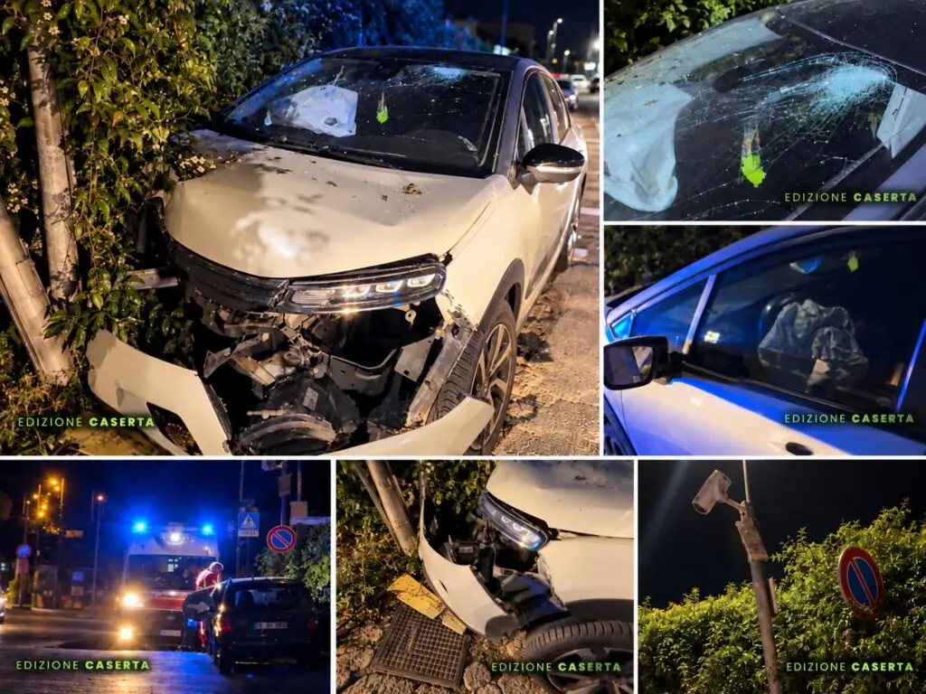 Perde il controllo dell’auto e si schianta contro un palo: paura nella notte
