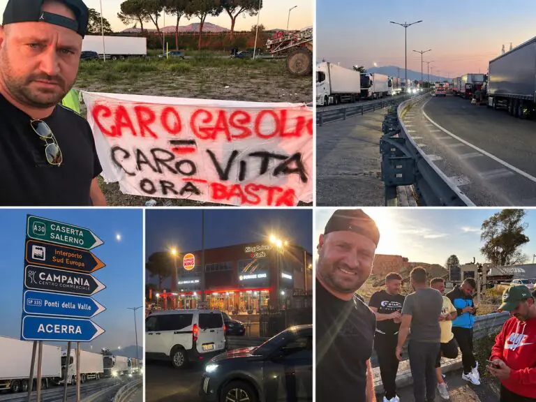 Gli ambulanti si uniscono alla protesta dei camionisti: presidio all’A30 e nuovi blocchi annunciati da stanotte