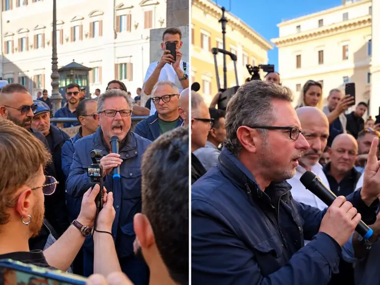 Agricoltori e camionisti arrivano davanti al Parlamento, Borrelli: «Non arrendetevi, il Governo ascolti»