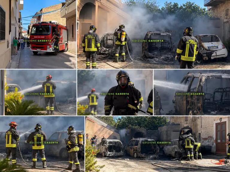 Tre vetture a fuoco all’improvviso, piombano pompieri e polizia
