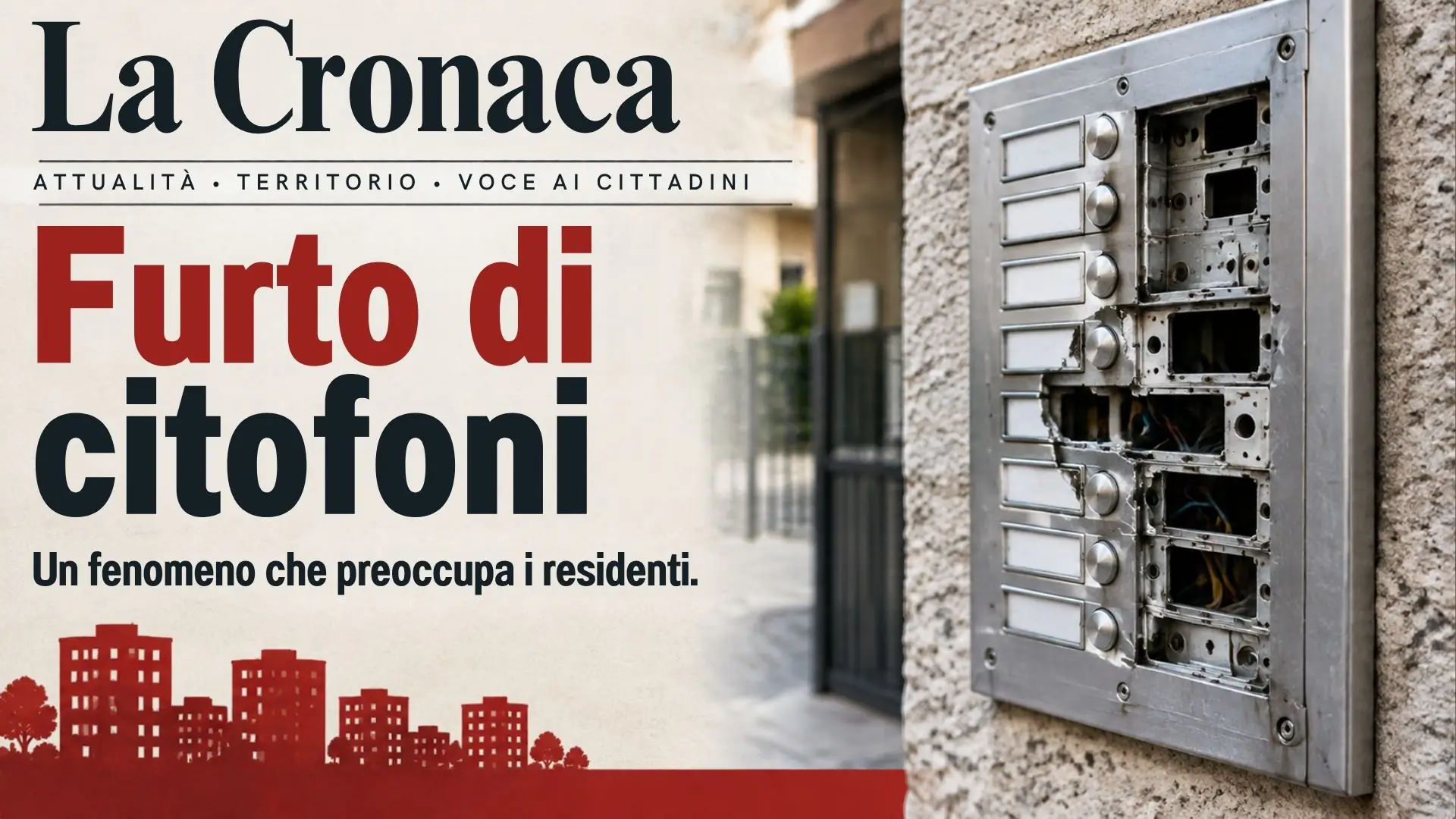 Citofono condominiale danneggiato a San Nicola la Strada dopo un furto