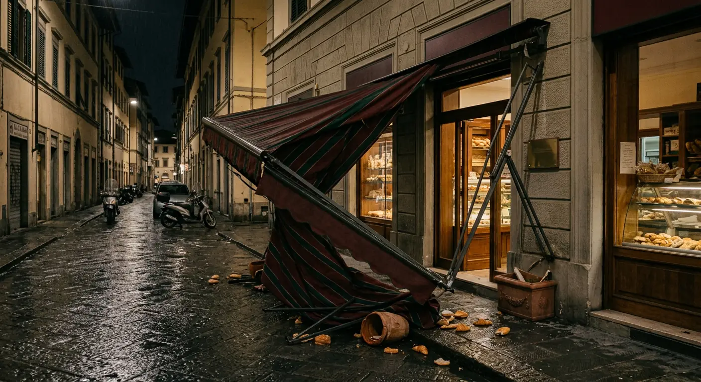Macerata campania cade una tenda da sole