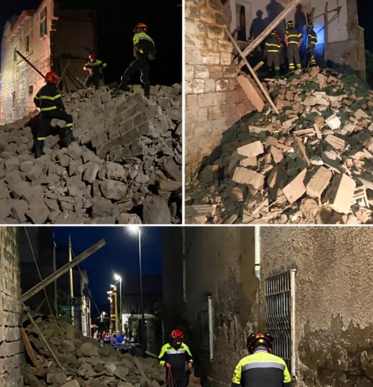 Crolla un fabbricato, vigili del fuoco sul posto