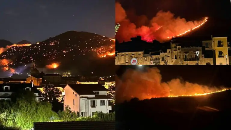 Maxi rogo sul monte della Valle, fiamme nei pressi delle abitazioni