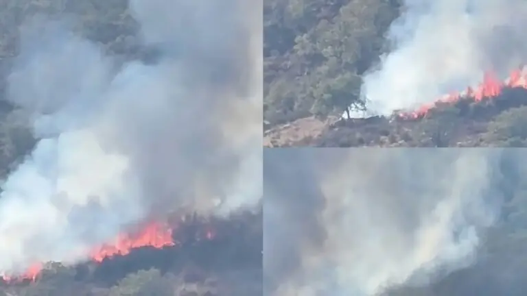 Monte della Valle in fiamme, elicottero sorvola la zona