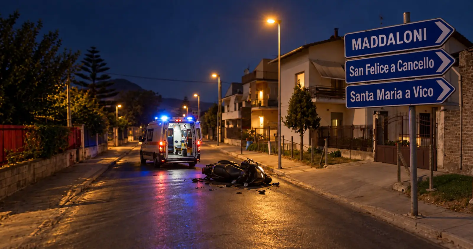 Incidente in moto in via Cancello a Maddaloni, 18enne trasportato in ospedale