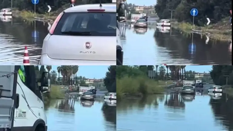 Maltempo e allagamenti sulla Domiziana: chiusa la SS7 tra Varcaturo e Lago Patria