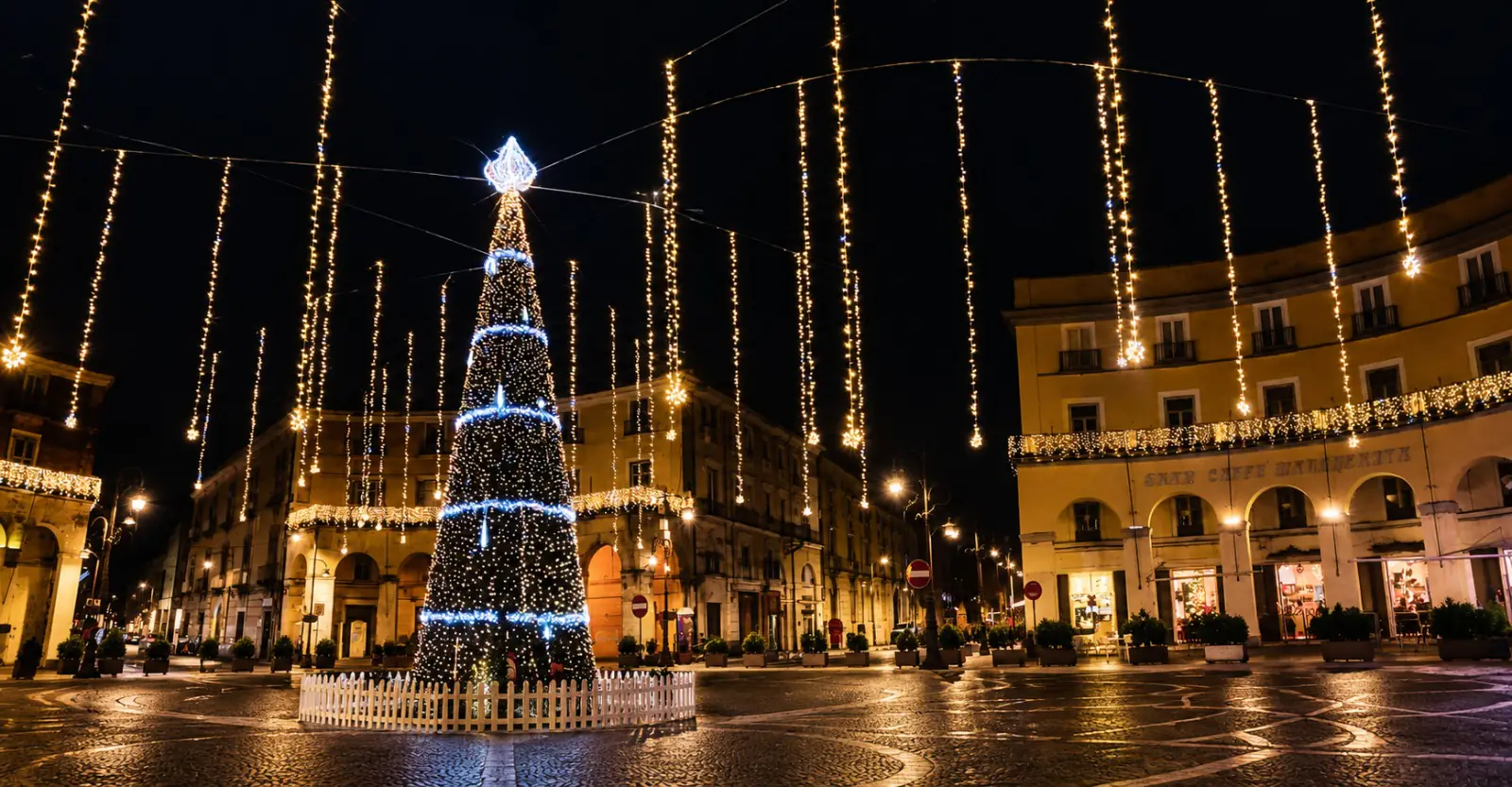Luminarie natalizie nel centro storico di Caserta durante le festività