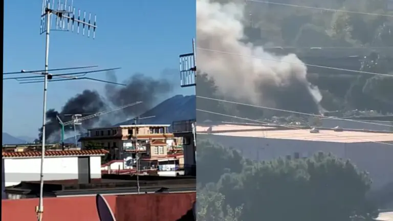 Maxi rogo nel campo rom, gigantesca nube visibile da chilometri