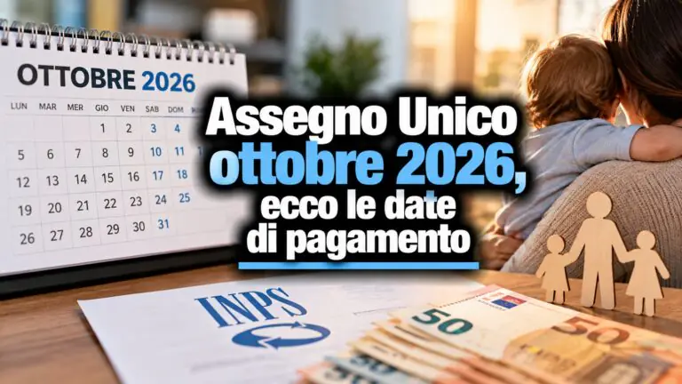 Assegno unico ottobre 2026, ecco le date di pagamento