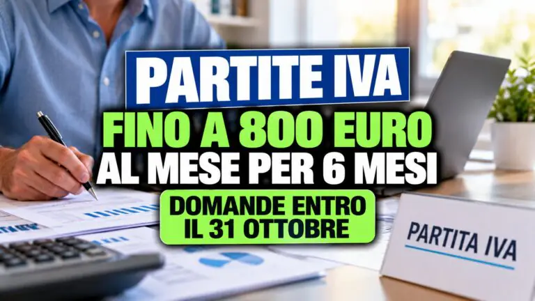 Partite Iva, fino a 800 euro al mese per 6 mesi, domande entro il 31 ottobre