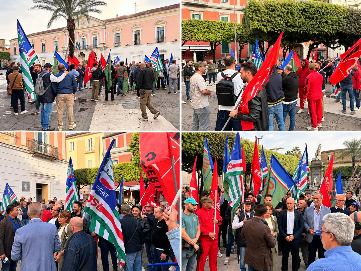 Sciopero dei lavoratori Barilla in piazza Umberto I a Marcianise
