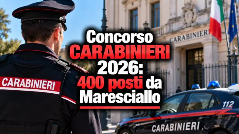 Concorso Carabinieri 2026: 400 posti da Maresciallo, via alle domande