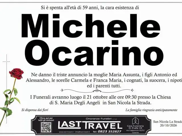 domani i funerali di Michele Ocarino